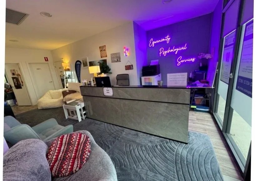 Warm, relaxed waiting area at Equanimity's Erina Heights clinic